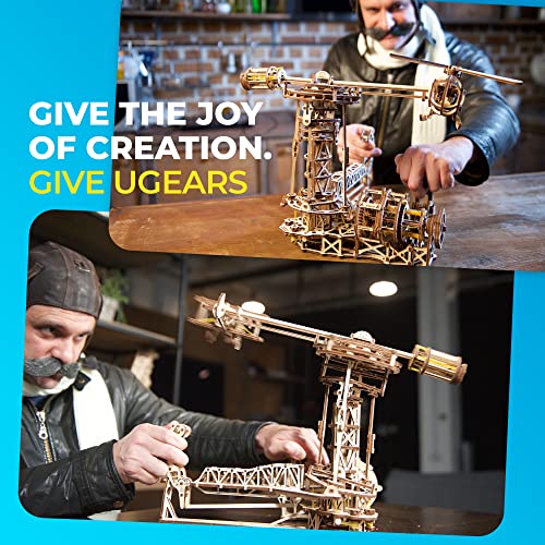 UGEARS 3D Puzzles for Adults Aviator Mechanical Models Wooden Puzzle Brain Teaser Idea DIY Puzzle Learning Toys for Kids Eco Friendly Woodcraft UGEARS