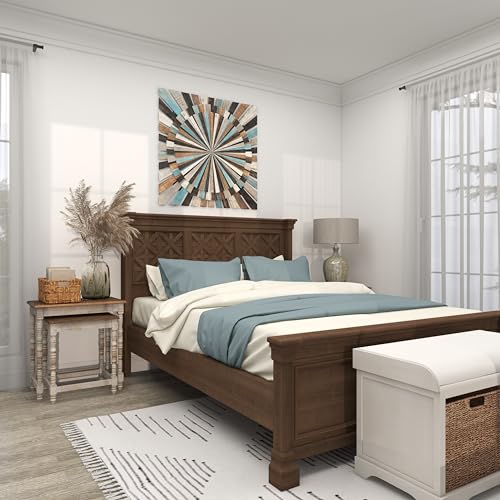 Deco 79 Wood Starburst Handmade Carved Wall Decor, 36" x 1" x 36", Multi Colored Deco 79