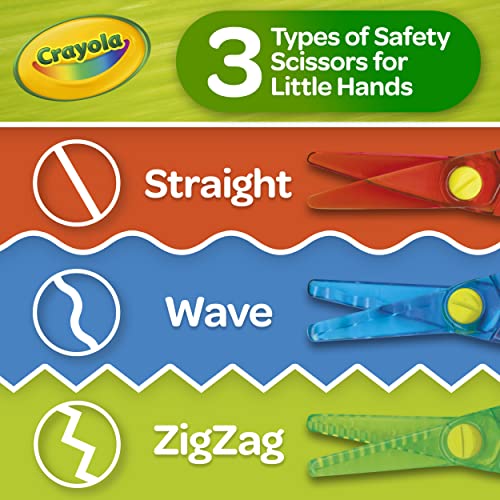 Crayola Toddler Scissor Skills Activity Kit, 3 Count Safety Scissors and Craft Supplies, Gift for Kids, Ages 3, 4, 5 Crayola