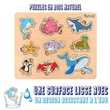 Pikatoyz Wood Puzzles for Toddlers 1-3. Wooden Toys for 1 2 3 Year Old of sea Animal Puzzles for Kids. Ideal Montessori Puzzle Gift. Baby Puzzles for PikatoyZ