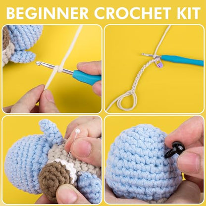 Crochet Kit for Beginners - Turtle Crochet Animal Kit with Step-by-Step Guide, Full Crochet Accessories and Supplies. Beginner Crochet Kit For Adults - WoodArtSupply