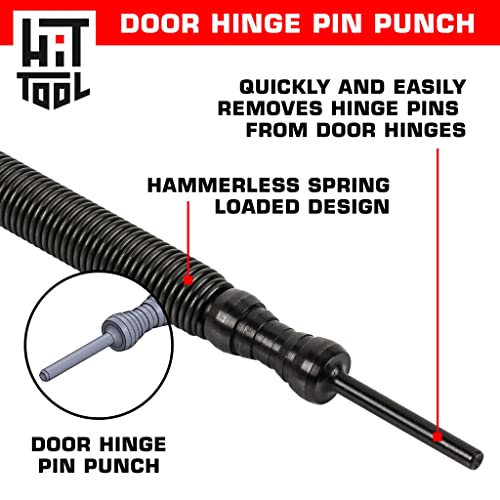 HIT Tool Pro Combo Kit 1/32" Hammerless Nail Set Punch, 2/32" Hammerless Nail Set, Hammerless Door Hinge Pin Punch and Steel Hammer, 2 Tools (NS12HF) HIT Tool