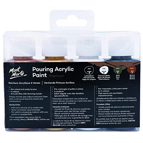 Mont Marte PMPP4206 Pouring Art Acrylic Paint Set, 2.0 fl oz (60 ml) x 4 Colors, Celestial Color - WoodArtSupply