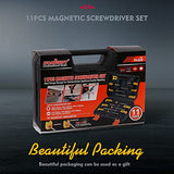 HORUSDY 11-piece Magnetic Screwdriver Set with Case, 5 Phillips & 5 Flat Head Tips with Magnetizer demagnetizer Precision Screwdriver Set HORUSDY