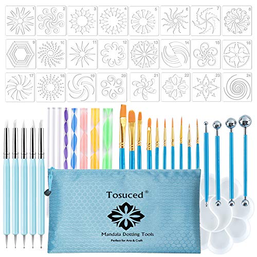 53PCS Mandala Dotting Tools Set for Painting Rocks,Mandella Art and Drafting Art Supplies Tosuced