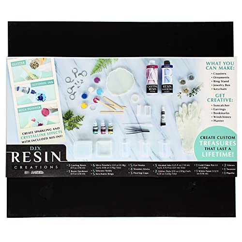 Artskills Epoxy Resin Kit for Beginners, Clear Craft Resin Art Kit with Silicone Molds, Alcohol Inks, Glitter, Mica Powder & Accessories, 41 PC