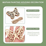 SEWACC Wood Crafts 50 Sets Wooden Butterfly Cutouts Unfinished Butterfly Shapes Blank Wood Ornaments Butterfly Embellishments with Hemp Ropes for DIY SEWACC