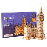 Rowood Big Ben 3D Wooden Puzzle Kit with LED for Adults and Teens Age 14+ RoWood