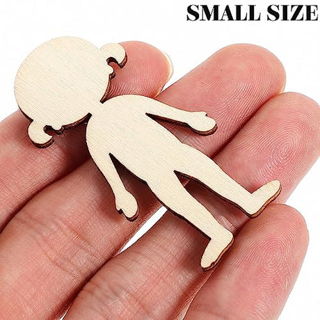 Wooden Boy Girl Cutout 50pcs Wood Female Shapes Unfinished Wooden Cutout Blank Wooden Slices for DIY Painting Staining Burning Crafts Projects DIY HOMSFOU