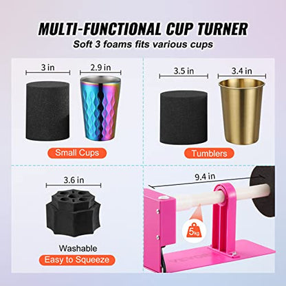 VEVOR Cup Turner for Crafts Tumbler, Tumbler Turner DIY Glitter Epoxy Resin Tumblers, Epoxy Pen Turner Attachment with Silent UL Motor Two-Way - WoodArtSupply