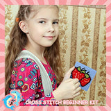 Pllieay Kids 10-in-1 Cross Stitch Beginner Kit for Kids, Includes Instruction of 10 Different Patterns, 10 Blank Plastic Canvas for Needlework, and Pllieay