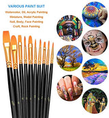 BOSOBO Paint Brushes Set, 2 Pack 20 Pcs Round Pointed Tip Nylon Hair Artist Acrylic Paint Brushes for Acrylic Oil Watercolor, Face Nail Art, BOSOBO