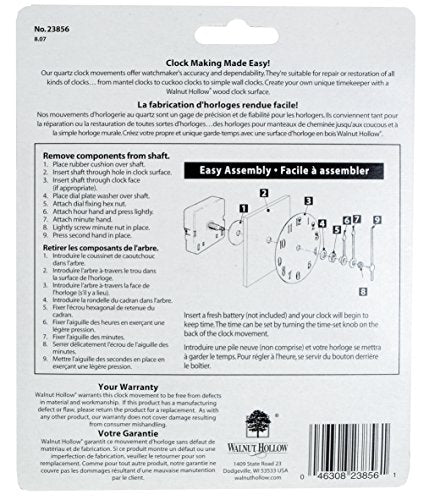 Walnut Hollow 3 Piece Clock Kit for 1/4-inch Surfaces, Use to Repair or Design your Own Clock , Gold Walnut Hollow