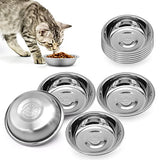 12 PCS Cat Bowls Whisker Friendly, Shallow Wide Flat Cat Food Bowls Stainless Steel,Metal Cat Dishes Whisker Fatigue Relief,Replacement Basic Cat MicoSim