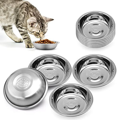 12 PCS Cat Bowls Whisker Friendly, Shallow Wide Flat Cat Food Bowls Stainless Steel,Metal Cat Dishes Whisker Fatigue Relief,Replacement Basic Cat