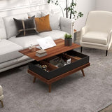 HOMCOM Lift Top Coffee Table with Hidden Compartment, 39.25" Wooden Center Table with Safety Hinges and Wood Legs for Living Room, Home Office, HOMCOM