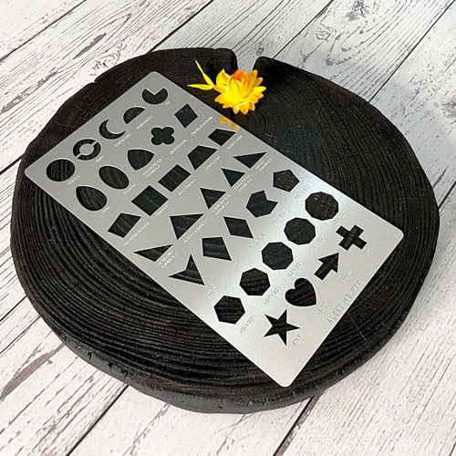 Aleks Melnyk No.414 Metal Stencil, Geometric Shapes with Definition, Small Stencil, 1 PC, Template for Wood Burning, Engraving, Crafting, Scrapbook Aleks Melnyk