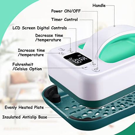Legooin Heat Press Machine for T-Shirts, 7" × 5" Portable Fast Heat-up Mini Easy Press with Timing Function & Insulated Base, Ideal for T-Shirts, Legooin