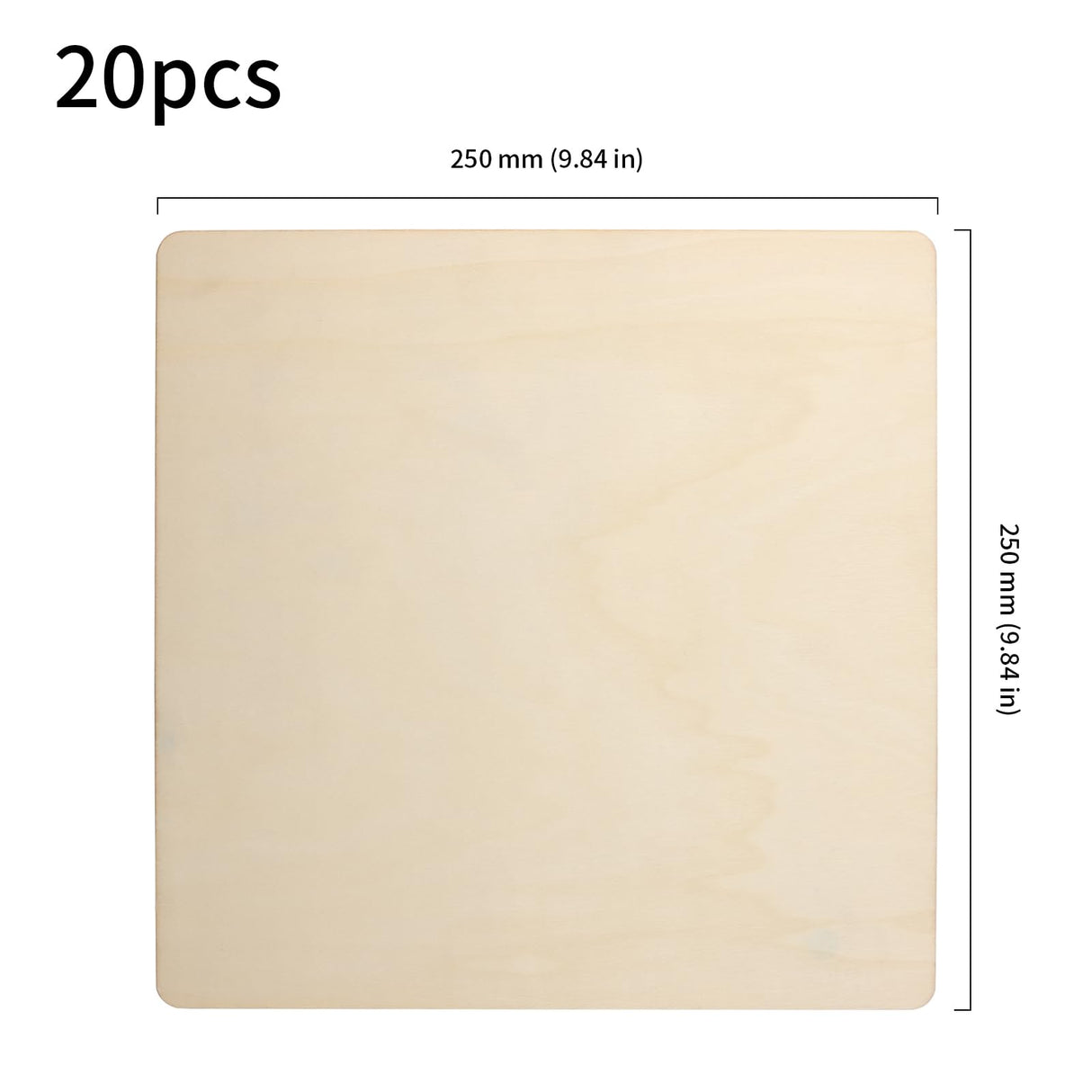 HOIGON 20 PCS Square Unfinished Wood Pieces, 10 x 10 Inch Blank Basswood Wooden Sheets Wooden Cutout for Crafts, DIY, Painting HOIGON