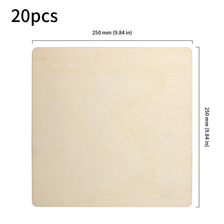HOIGON 20 PCS Square Unfinished Wood Pieces, 10 x 10 Inch Blank Basswood Wooden Sheets Wooden Cutout for Crafts, DIY, Painting HOIGON