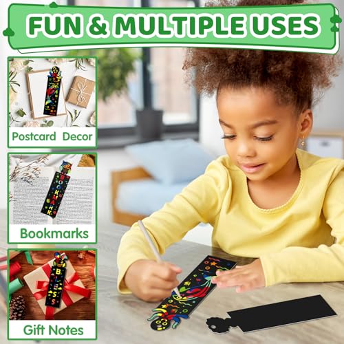 ZMLM Animal Scratch Bookmark for Kids: 70 Pcs 14 Style Magic Scratch Rainbow Bookmarks Making Kit for Girl Boy Party Favor Classroom Activity DIY ZMLM