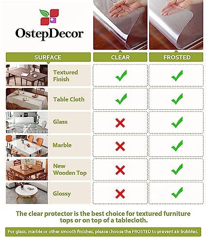 OstepDecor Clear Table Protector 2mm Thick, 24 x 48 Inch Clear Table Cover Protector, Plastic Table Cover, Clear Desk Mat Desk Pad, Desk Protector OstepDecor