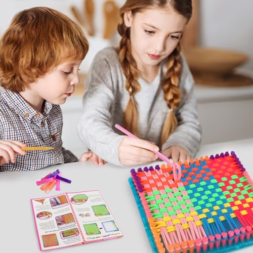 IQKidz Weaving Loom Kit for Kids and Adults - Potholder Weave Looming Toys, Gift for Girls Ages 6 7 8 9 10 11 12 13 Years Old and Above, Square - WoodArtSupply