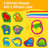 9 Pieces Kids Lacing Cards, Double Sided Sewing Cards in 9 Dinosaurs with 9 Colorful Laces, Imagination Development Lacing Toys Games for Children SpriteGru
