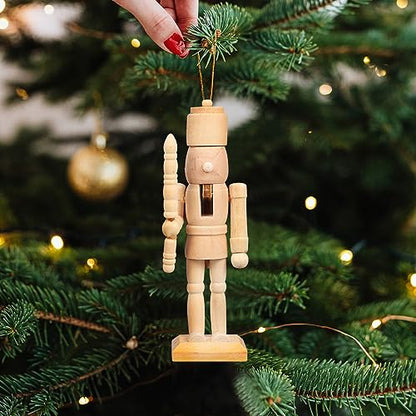 Didiseaon Decor 6Pcs Unfinished Nutcracker Figures Christmas Wooden Paintable Nutcracker Figurines DIY Blank Unpainted Nutcracker Soldier Christmas - WoodArtSupply