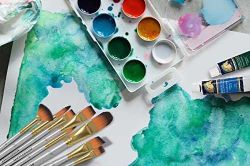 MyArtscape Paint Brush - Set of 15 Art Brushes for Watercolor, Acrylic & Oil Painting - Short Handles MyArtscape