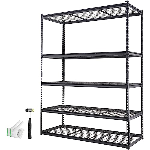 VEVOR Storage Shelving Unit, 5-Tier Adjustable, 2000 lbs Capacity, Heavy Duty Garage Shelves Metal Organizer Wire Rack, Black, 60" L x 24" W x 78" H VEVOR