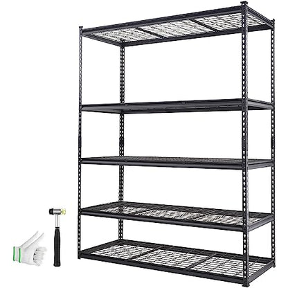 VEVOR Storage Shelving Unit, 5-Tier Adjustable, 2000 lbs Capacity, Heavy Duty Garage Shelves Metal Organizer Wire Rack, Black, 60" L x 24" W x 78" H
