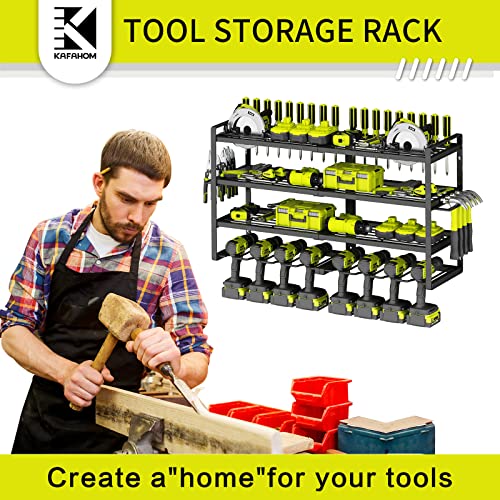 KAFAHOM Power Tool Organizer-8 Drill Holder Wall Mount,4 Layer Heavy Duty Metal Power Tool Storage Rack,Garage Tool Organizer and Storage with KAFAHOM