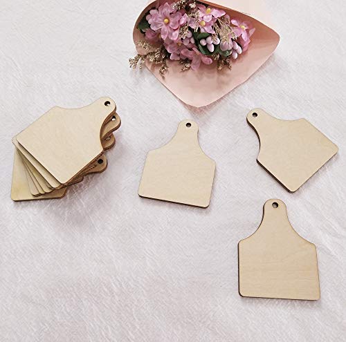 30PCS Cow Tag Natural Wood Earrings Blanks,Wood Jewelry Accessories, DIY Unfinished Wood Shapes (2.0") ACFENG