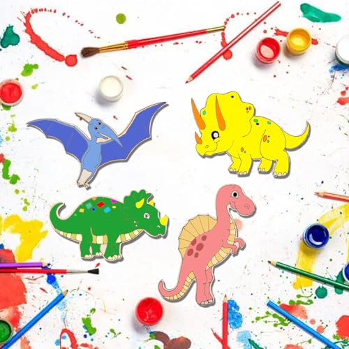 8 Pcs Unfinished Wooden Dinosaur Animal Laser Cut DIY Craft Party Deco Art Deco Room Decor DIY Craft Art Project, 8 Items YYMSEN