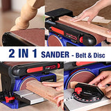 WORKPRO Belt Disc Sander, 4 in. x 36 in. Belt & 6 in. Disc Sander with 6pcs Sandpapers, Cast Iron Base for Sanding Woodworking, DIY Decoration WORKPRO