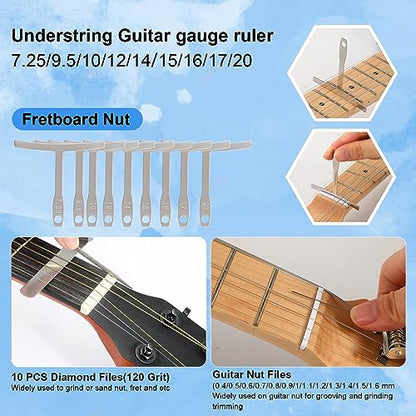 72 PCS Guitar Tool Kit for Set Up, Intonation Adjustment and Repair, Guitar Maintenance Kit for Guitar Bass Banjo and Ukulele, Guitar Gift for Guitar - WoodArtSupply