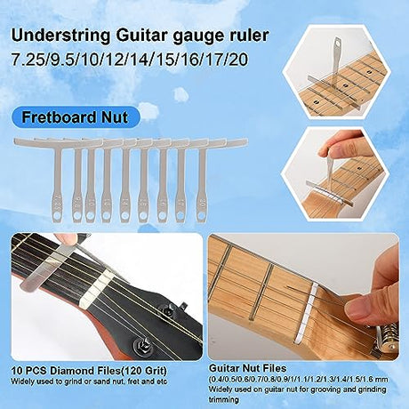 72 PCS Guitar Tool Kit for Set Up, Intonation Adjustment and Repair, Guitar Maintenance Kit for Guitar Bass Banjo and Ukulele, Guitar Gift for Guitar Giwaelro