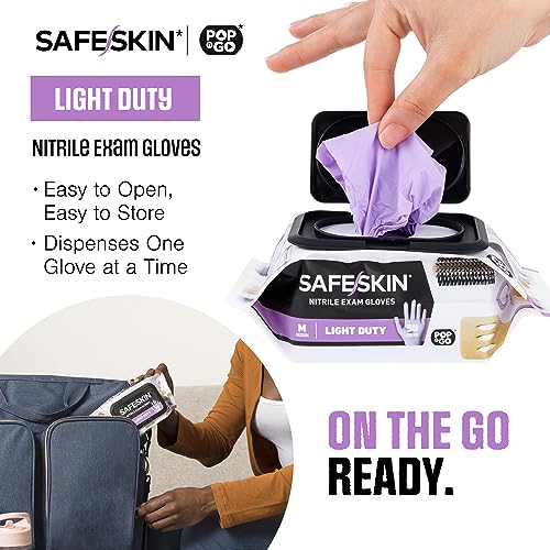 SAFESKIN Nitrile Disposable Gloves Pack of 50, Light Duty, Large Size, Powder Free - Food Handling, First Aid, Hair Coloring SAFESKIN