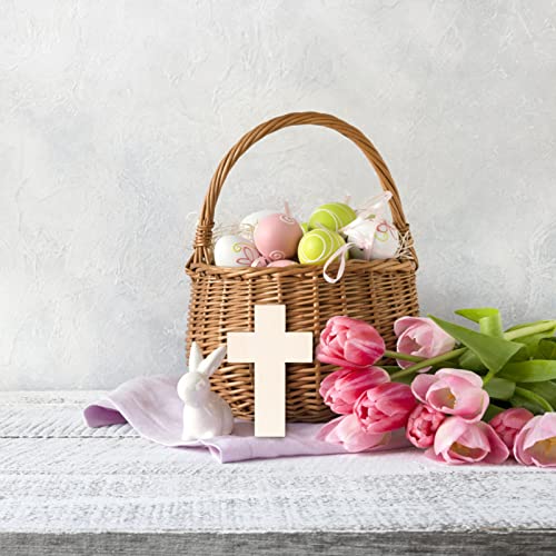 Abaodam 20Pcs Cross Blank Wood Cutouts Easter Cross Wooden DIY Crafts Unfinished Cross Shaped Wooden Pieces Cross Shaped Hanging Ornaments Abaodam