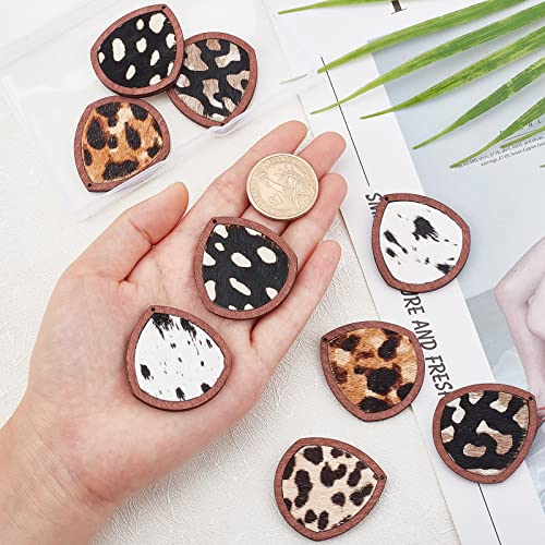 OLYCRAFT 30 Pcs Leopard Wood Earring Pendant Leopard Cow Print Leather Wood Earrings Teardrop Wooden Earring Making Kit with Earring Hooks and Jump - WoodArtSupply