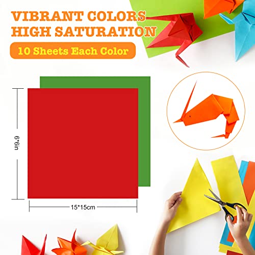 Origami Paper Craft Colored Paper - 210 Sheets,21 Vivid Colors,Double Sided Color,6 Inch Square Paper,Arts and Crafts for Kids Ages 8-12,Origami Kit