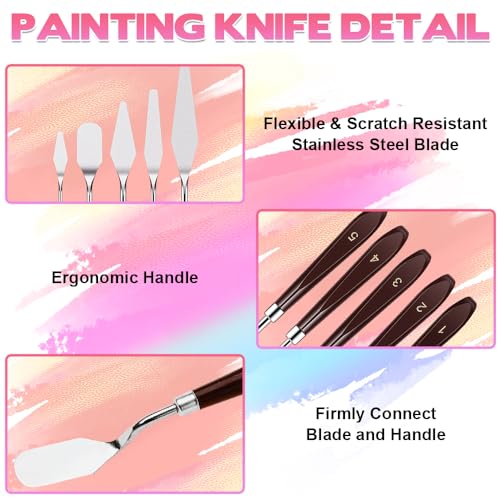 Senbos Palette Knife Paint Scraper Set, 5pcs Stainless Steel Painting Pallet Knife with 6pcs Plastic Painting Scraper, Oil Painting Mixing Scraper Senbos