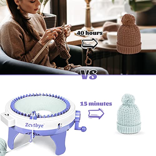 SENTRO Knitting Machines,48 Needles Loom Machine with Row Counter and  Pompom Maker,Smart Weaving Round Spinning Machines,DIY Board Rotating  Double