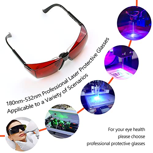 JILERWEAR Wavelength 180nm-540nm Laser Safety Glasses for 405nm, 445nm, 450nm,520nm,532nm Laser Light,Yag, Blue, Green Laser and UV Light Eye - WoodArtSupply