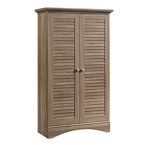 Sauder Harbor View Storage Pantry Cabinet, L: 35.43" x W: 16.73" x H: 61.02", Salt Oak finish