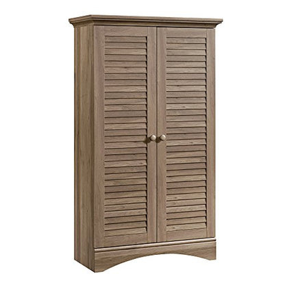 Sauder Harbor View Storage Pantry Cabinet, L: 35.43" x W: 16.73" x H: 61.02", Salt Oak finish