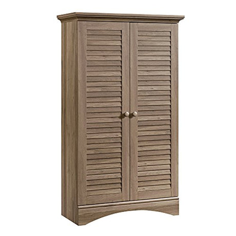 Sauder Harbor View Storage Pantry Cabinet, L: 35.43" x W: 16.73" x H: 61.02", Salt Oak finish Sauder
