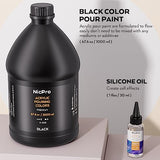 Nicpro Jet Black Color Acrylic Pour Paint, 67.6 Ounce Pre-Mixed Pouring Paint Supplies with Silicone Pour Oil & Gloves for Canvas, Rock, Wood Cell Nicpro