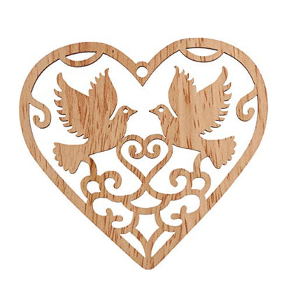 Healifty 10Pcs Heart Wooden Pieces Unfinished Wood Slices Discs Cutouts Shapes Love Birds Confetti for Crafts Embellishments Rustic Wedding Table